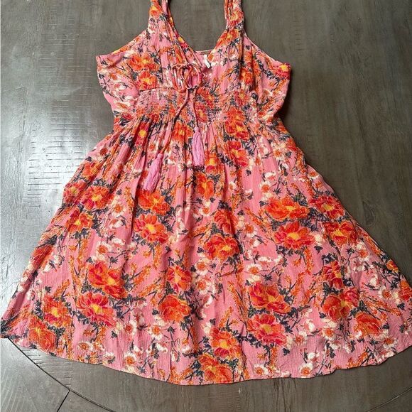 Free People Floral Mini Dress - Orange and Pink - Picture 2 of 6